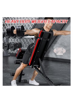 Rightsure Adjustable Weight Bench, Foldable Incline Decline Exercise Workout Benches with Extended head & neck protection Utility Bench for Home Gym Full Body Fitness with Elastic Ropes  - Image 2