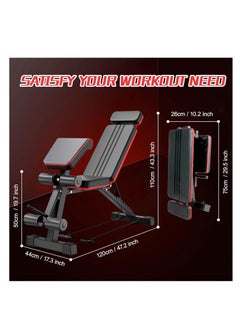 Rightsure Adjustable Weight Bench, Foldable Incline Decline Exercise Workout Benches with Extended head & neck protection Utility Bench for Home Gym Full Body Fitness with Elastic Ropes  - Image 5
