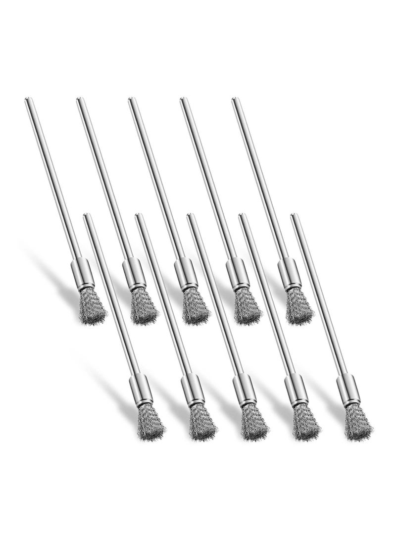 Excefore فرشاة سلكية، 10 فرشاة تنظيف فولاذية فرشاة سلكية من الفولاذ المقاوم للصدأ 3 مم للتجميع وإزالة الثقب أدوات تلميع دوارة الملحقات، فرشاة 6 مم - Image 1