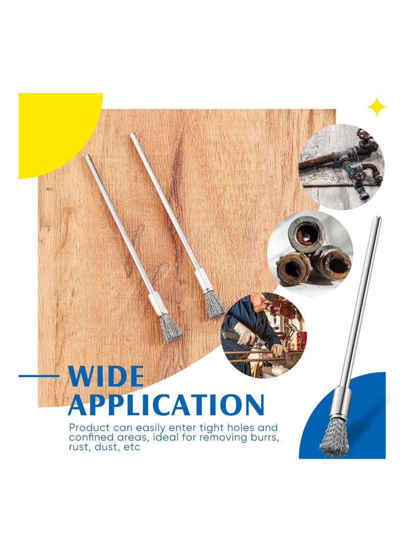 Excefore فرشاة سلكية، 10 فرشاة تنظيف فولاذية فرشاة سلكية من الفولاذ المقاوم للصدأ 3 مم للتجميع وإزالة الثقب أدوات تلميع دوارة الملحقات، فرشاة 6 مم - Image 5