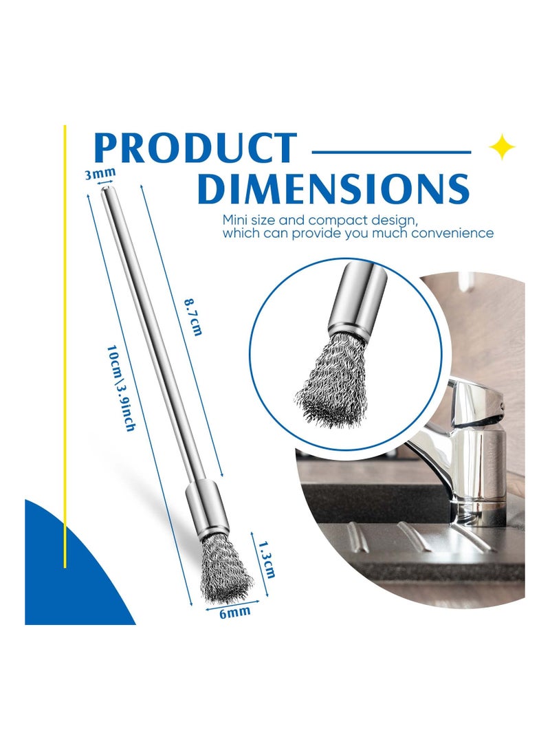 Excefore فرشاة سلكية، 10 فرشاة تنظيف فولاذية فرشاة سلكية من الفولاذ المقاوم للصدأ 3 مم للتجميع وإزالة الثقب أدوات تلميع دوارة الملحقات، فرشاة 6 مم - Image 2