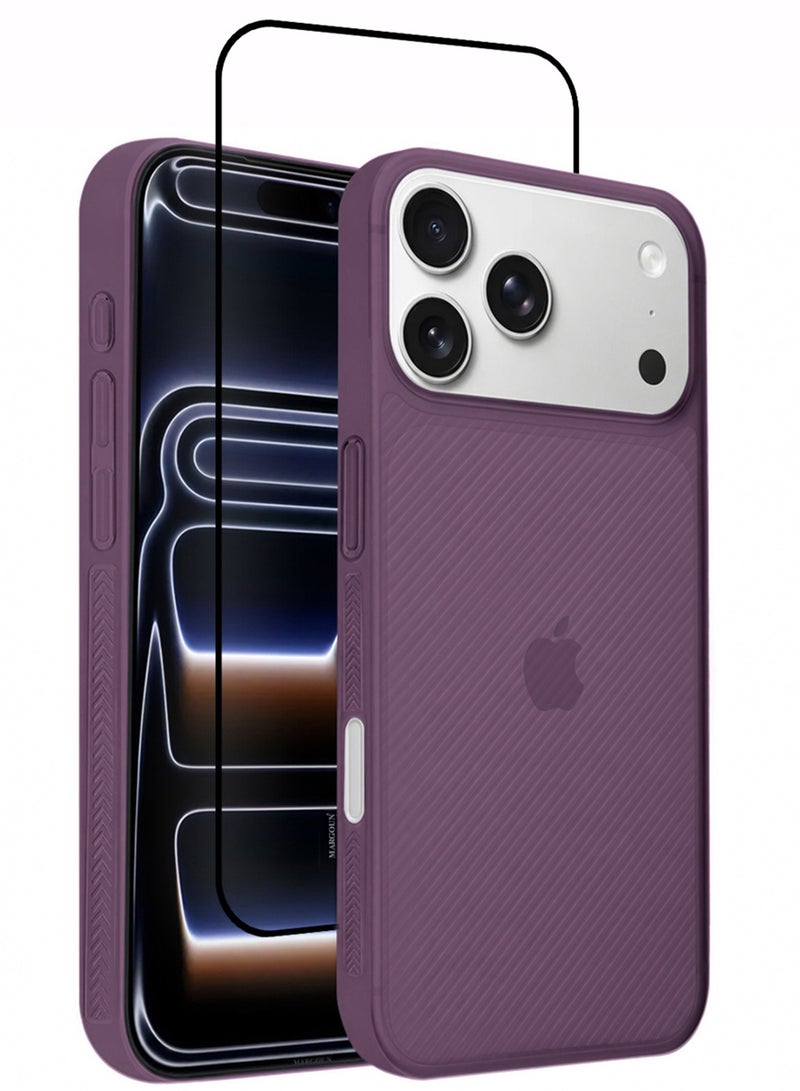 2Packs Case Cover for iPhone 17 Pro Max, Air Skin Line Design Back Cover, Sturdy Durable Ultra-Thin Case, Drop Protection Cover Clear with Screen Protector -Purple - Image 1