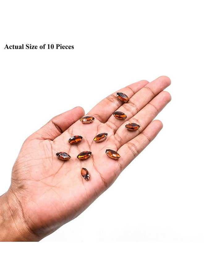 Embroiderymaterial Caramel Color Sew On Glass Rhinestones For Embroidery, Jewellery Making, Crafts, Diy In Metal Base Claw Setting (50 Pieces, 5X10Mm, Eye Boat Marquise Shape) - Image 3