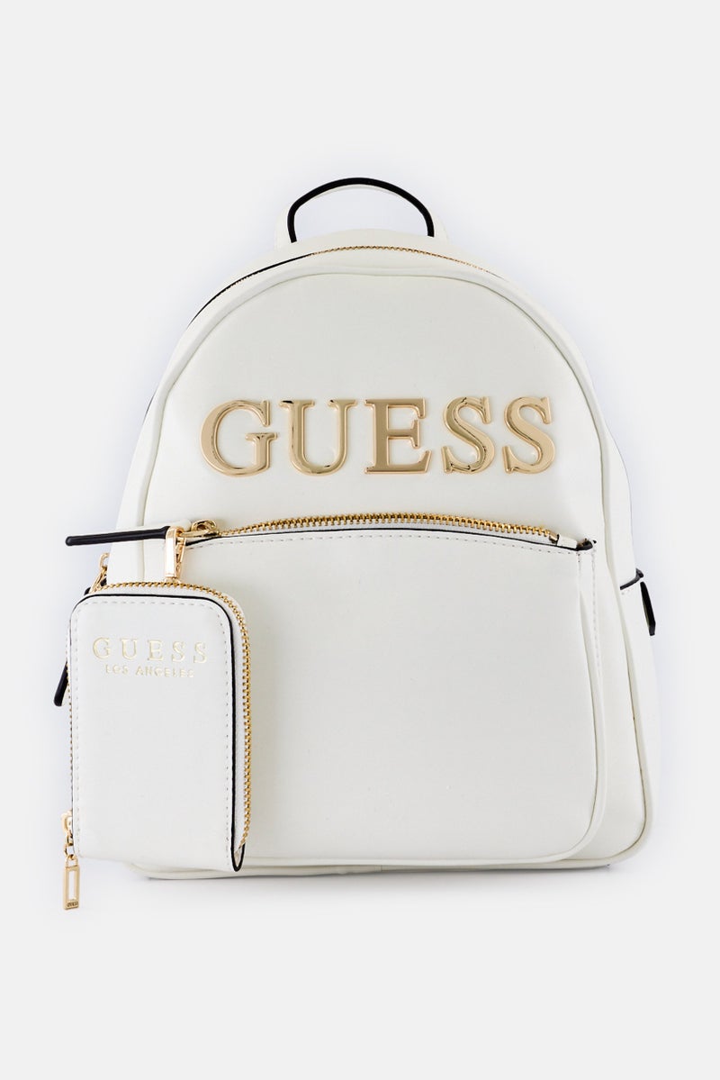 GUESS Women Brand Logo Backpack With Coin Pouch, White - Image 1