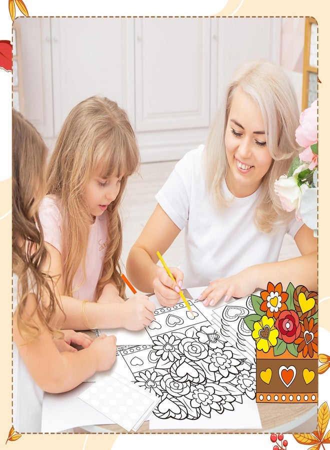 CY2SIDE 36PCS Coloring 3D Fall Flower Pot Craft Kit for Kids, DIY Autumn Colorful Handmade Standing Flower Pot Thankful Gift for Mother, Thanksgiving Day School Classroom Activities Home Fun Project - Image 5