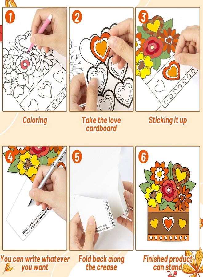 CY2SIDE 36PCS Coloring 3D Fall Flower Pot Craft Kit for Kids, DIY Autumn Colorful Handmade Standing Flower Pot Thankful Gift for Mother, Thanksgiving Day School Classroom Activities Home Fun Project - Image 3