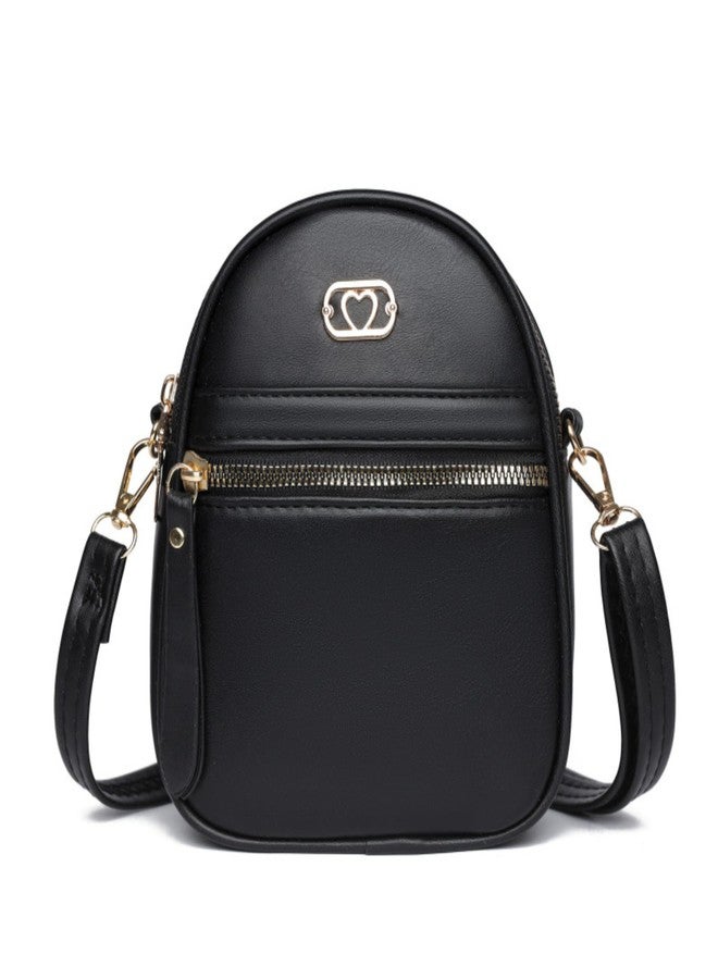 SANTORINI Mobile sling bag for women | Small bag with 2 Compartments and Zipper pocket along with Detachbale Strap | sling bag for woman | cross body bag for woman (Black) - Image 1