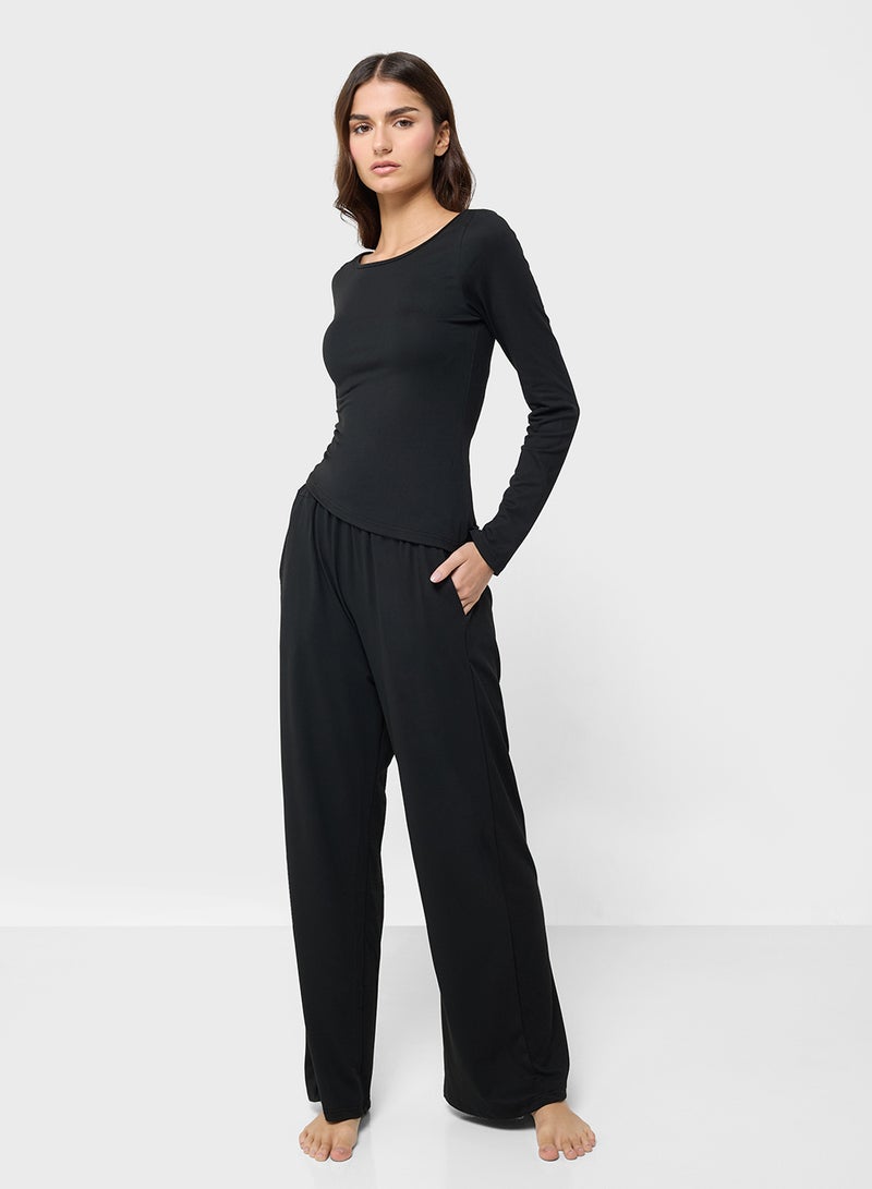 Ginger Fitted Long Sleeves Top & Pyjama Lounge Set - Image 1
