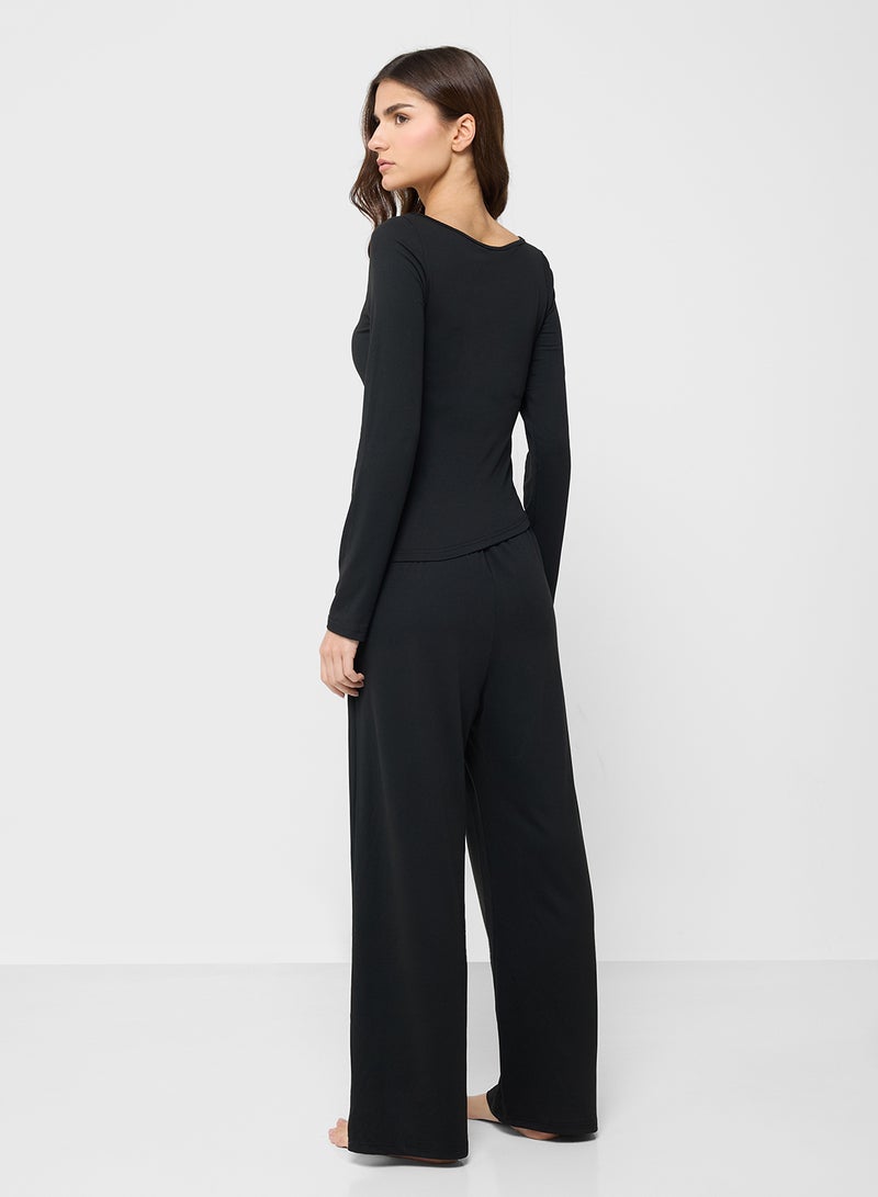 Ginger Fitted Long Sleeves Top & Pyjama Lounge Set - Image 2