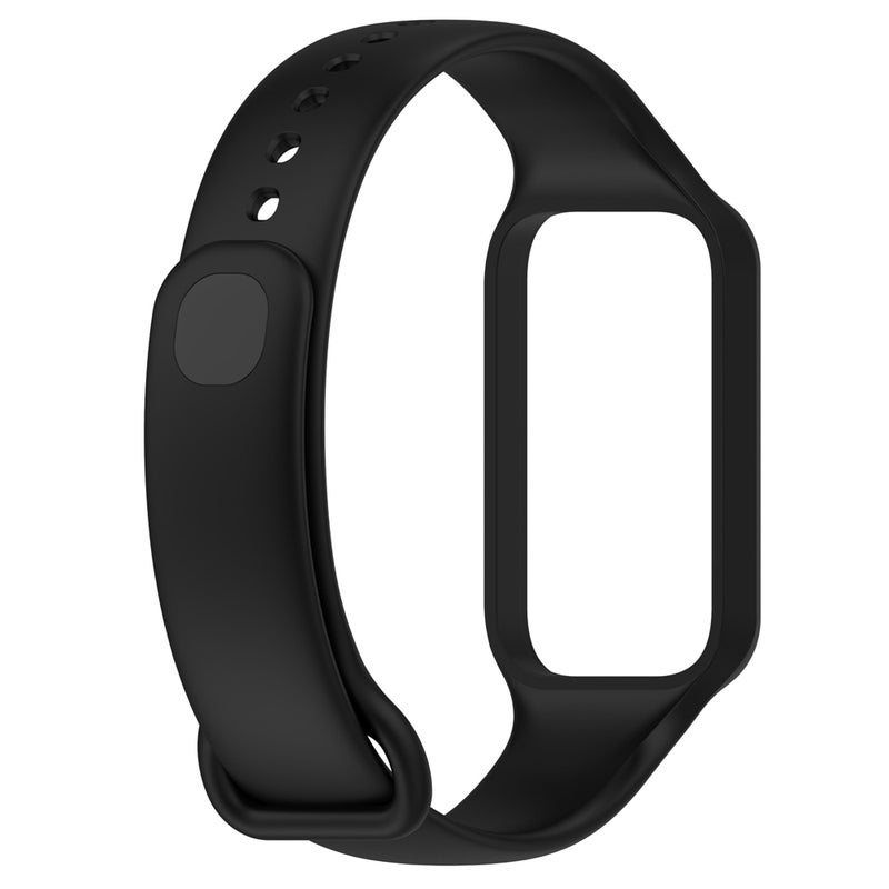 erorex For Redmi Band 2 Solid Color Silicone Integrated Watch Band(Black) - Image 3