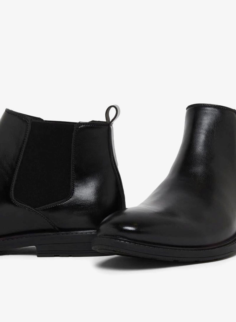 Styli Men Black Faux Leather Buckle Ankle Boots - Image 3