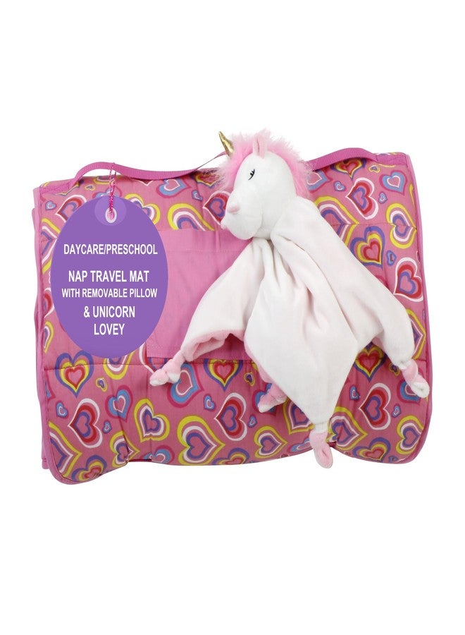 Emily Rose Kids Rollup Toddler Pink Sleeping Cot Nap Mat w/Blanket | Removable Pillow & Unicorn Lovey Included | 100% Cotton for Daycare, Preschool, Travel Naps | Portable, Washable | USA Business - Image 1