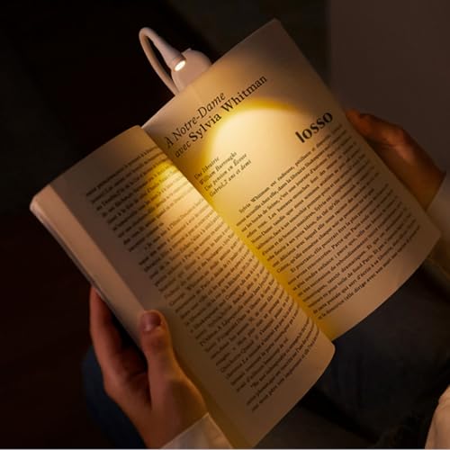 XERGY Plastic USB Rechargeable Book Light for Reading in Bed with Eye Caring 3 Color Temperatures,Stepless Dimming Brightness, Lightweight LED Clip On Book Lights for Book Lovers, White - Image 2