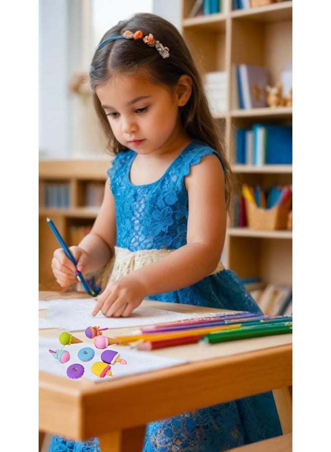 سوييت_سيڤن مجموعة من 16 قطعة من ممحاة الآيس كريم والدونات الصغيرة اللطيفة ثلاثية الابعاد من سويت سيفن - محايات احجية ممتعة ورائعة للحيوانات الاليفة للبنات - Image 4