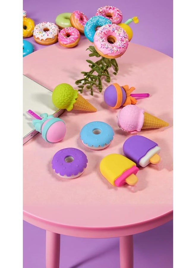 سوييت_سيڤن مجموعة من 16 قطعة من ممحاة الآيس كريم والدونات الصغيرة اللطيفة ثلاثية الابعاد من سويت سيفن - محايات احجية ممتعة ورائعة للحيوانات الاليفة للبنات - Image 5