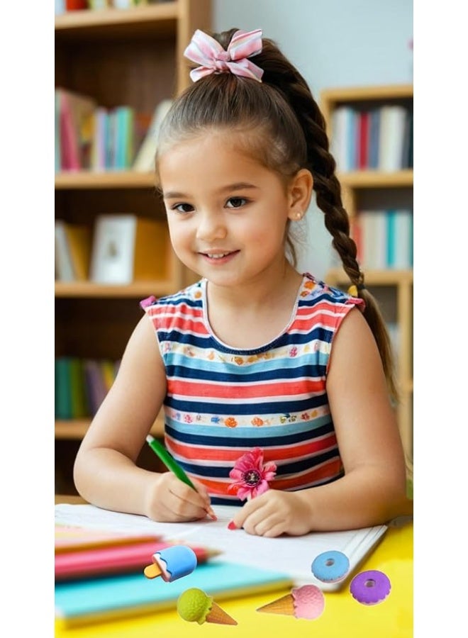 سوييت_سيڤن مجموعة من 16 قطعة من ممحاة الآيس كريم والدونات الصغيرة اللطيفة ثلاثية الابعاد من سويت سيفن - محايات احجية ممتعة ورائعة للحيوانات الاليفة للبنات - Image 3