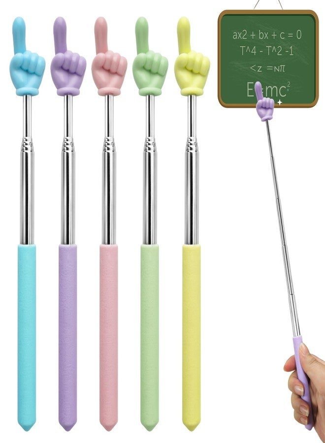 CAPHONT 5 PCS Retractable Teacher Pointer Stick for Classroom Kids Reading Finger Pointer Stick for School Kindergarten Elementary, Classroom Supplies - Image 1