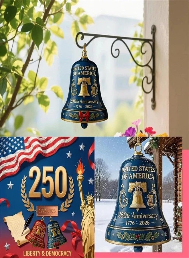 BVY 2PC Metal United States 250th Anniversary Bell Ornament 1776-2026,Handcrafted Metal Guardian Bell Ornament,250 Anniversary USA Merchandise, Patriotic Collectors Decor, Gift for US Citizens - Image 4