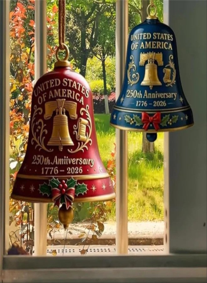 BVY 2PC Metal United States 250th Anniversary Bell Ornament 1776-2026,Handcrafted Metal Guardian Bell Ornament,250 Anniversary USA Merchandise, Patriotic Collectors Decor, Gift for US Citizens - Image 5