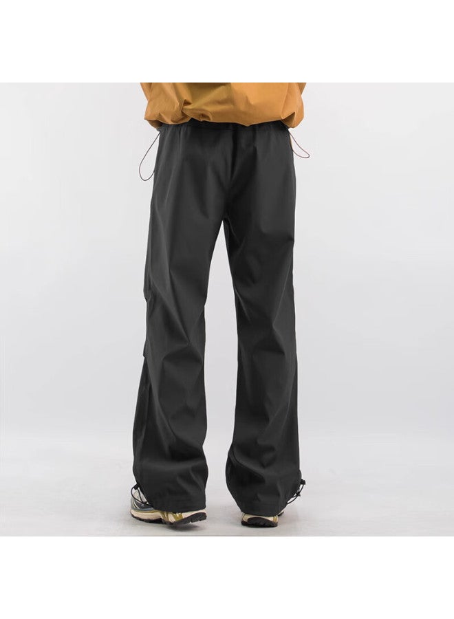 Maybeyond Men's Outdoor Windproof Fleece-lined Pants Autumn Winter Casual Straight-leg Cargo Pants Ma99 Black Fleece-lined Size S - Image 1