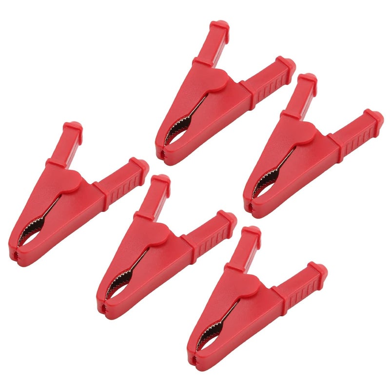 Red Mini Test Clips 5Pcs Brass Electrical Safety Clamp for Circuit Car Battery Testing - Image 1
