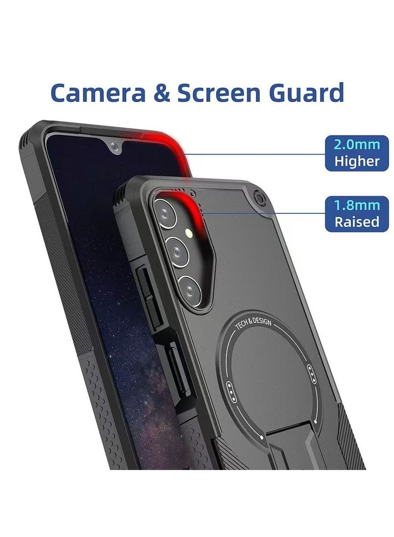 ايكارلوس جراب هاتف Samsung Galaxy A56/A36 5G مع حامل متوافق مع جراب MagSafe Dual Laye المقاوم للسقوط باللون الأسود - Image 2