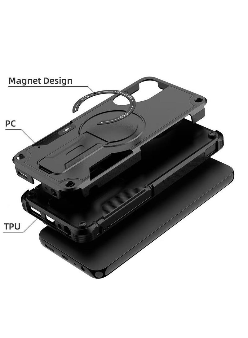 ايكارلوس جراب هاتف Samsung Galaxy A56/A36 5G مع حامل متوافق مع جراب MagSafe Dual Laye المقاوم للسقوط باللون الأسود - Image 5