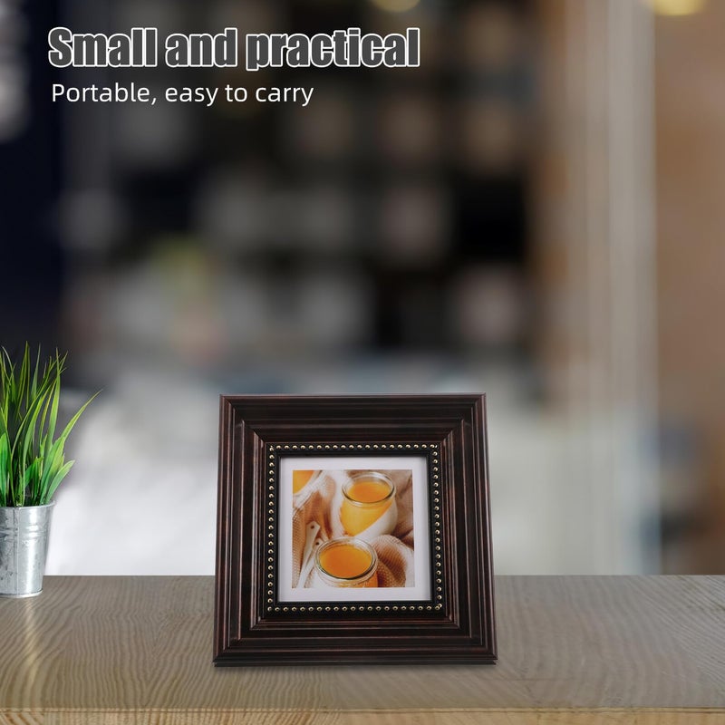 Rustic Resin Picture Frame 5 Inch Square Vintage Wall Mounted And Tabletop Photo Frame Set Of 2 - Image 5