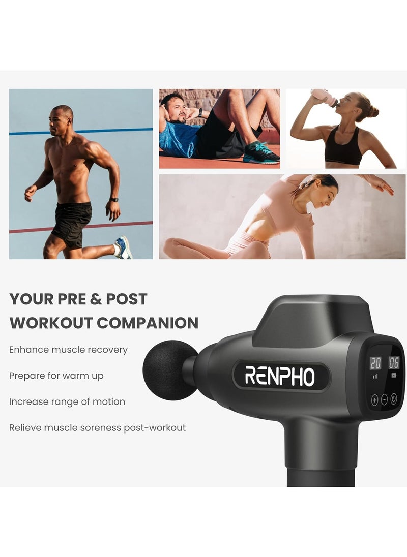 RENPHO - Percussion Massage Gun, Professional Powerful Quiet Deep Tissue Massager, 20 Speeds, Electric Massage Gun With Case, 6 Massage Heads - Image 1