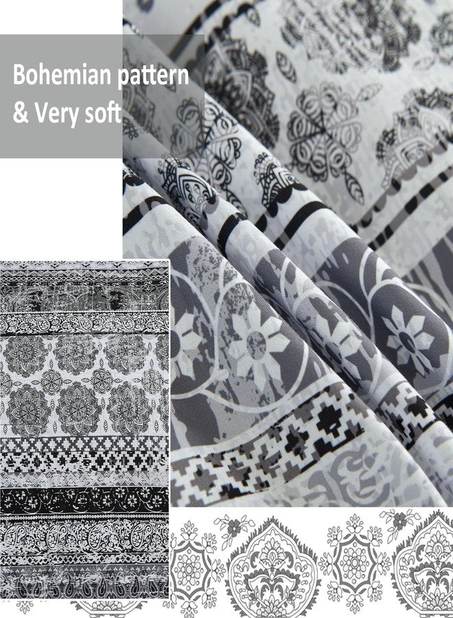 Cottolester Boho Queen Size Comforter Set 8 Pieces,Gray Bohemian Striped Bed in a Bag,Floral Soft Microfiber Bedding Comforter Set - Image 4
