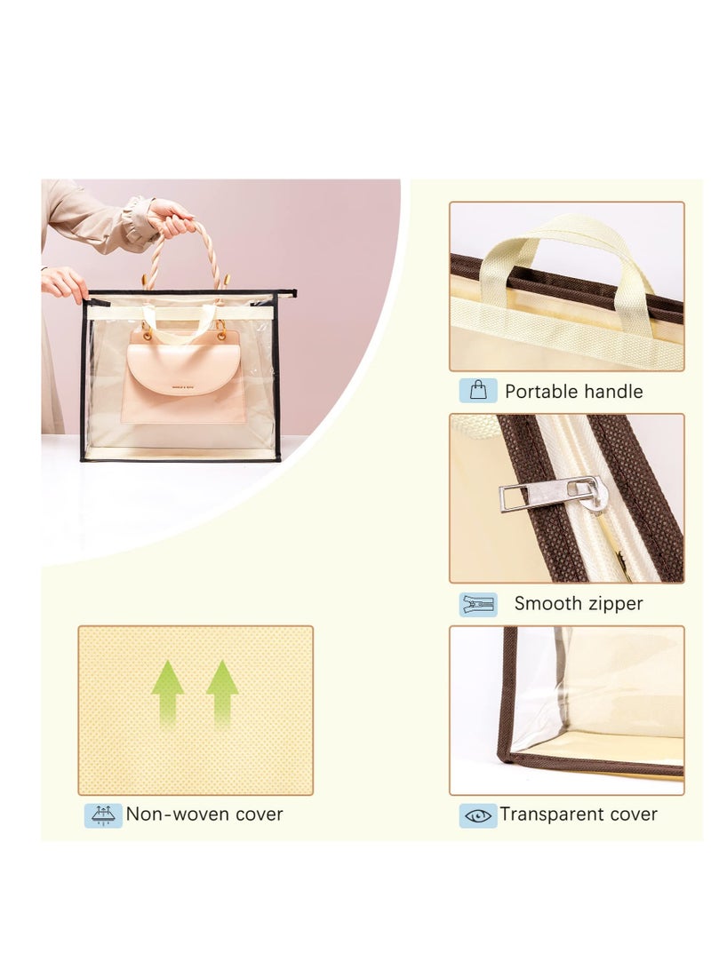 Excefore أكياس الغبار الخاصة بحقائب اليد، منظم تخزين شفاف للحقائب، حقيبة تخزين بسحاب معلق لحقائب اليد، لخزانة معلقة بسحاب ومقابض وخطاف - Image 4