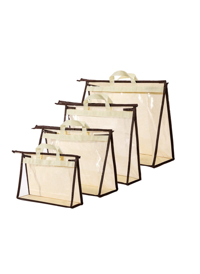 Excefore أكياس الغبار الخاصة بحقائب اليد، منظم تخزين شفاف للحقائب، حقيبة تخزين بسحاب معلق لحقائب اليد، لخزانة معلقة بسحاب ومقابض وخطاف - Image 1