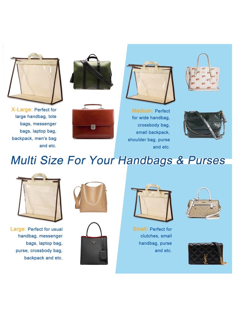 Excefore أكياس الغبار الخاصة بحقائب اليد، منظم تخزين شفاف للحقائب، حقيبة تخزين بسحاب معلق لحقائب اليد، لخزانة معلقة بسحاب ومقابض وخطاف - Image 5