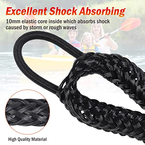 DockMoor Bungee Dock Rope with Stainless Steel Clip for Mooring The Boat 4 Feet Black Pack of 2 - Image 2