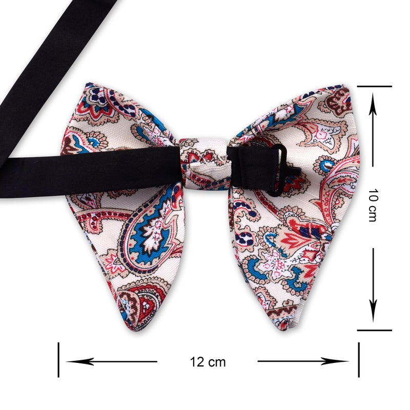 Branduce Beige Red Big Bow Tie for Men Pre-tied Adjustable Oversize Velvet Bowties for Wedding Party (BB10-02) - Image 3