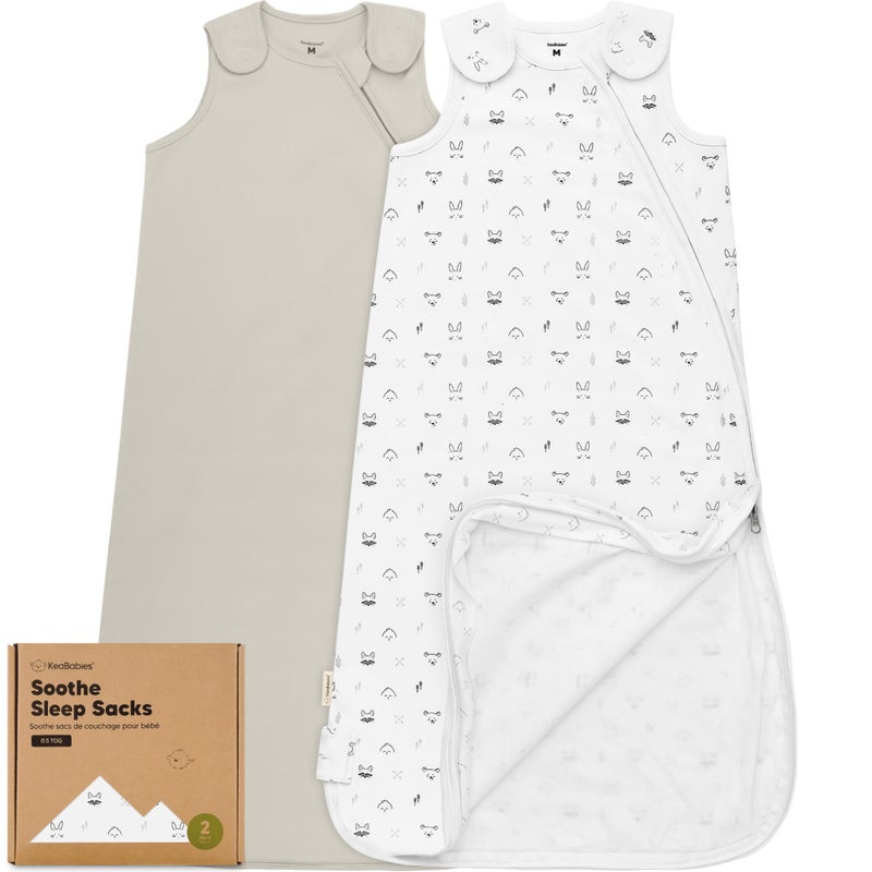 KeaBabies 2-Pack Organic Baby Sleep Sacks, 100% Cotton - Soft & Breathable 0.5TOG Baby Wearable Blanket, Toddler Sleeping Sack 6-18 months, Easy to Wear Transitional Swaddles for Newborns, Infants (Nordic, M) - Image 1