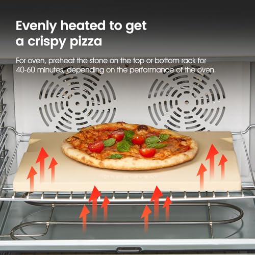 ROCKSHEAT Pizza Stone, 12"x12" Square Pizza Stone for Oven Grill BBQ, Cordierite Baking Stone for Bread & Pie, Unique Built-in 4 Handles Cooking Stone - Image 5