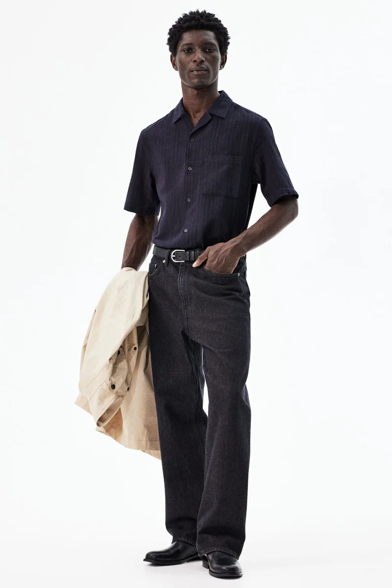 اتش اند ام Regular Fit Linen-blend resort shirt