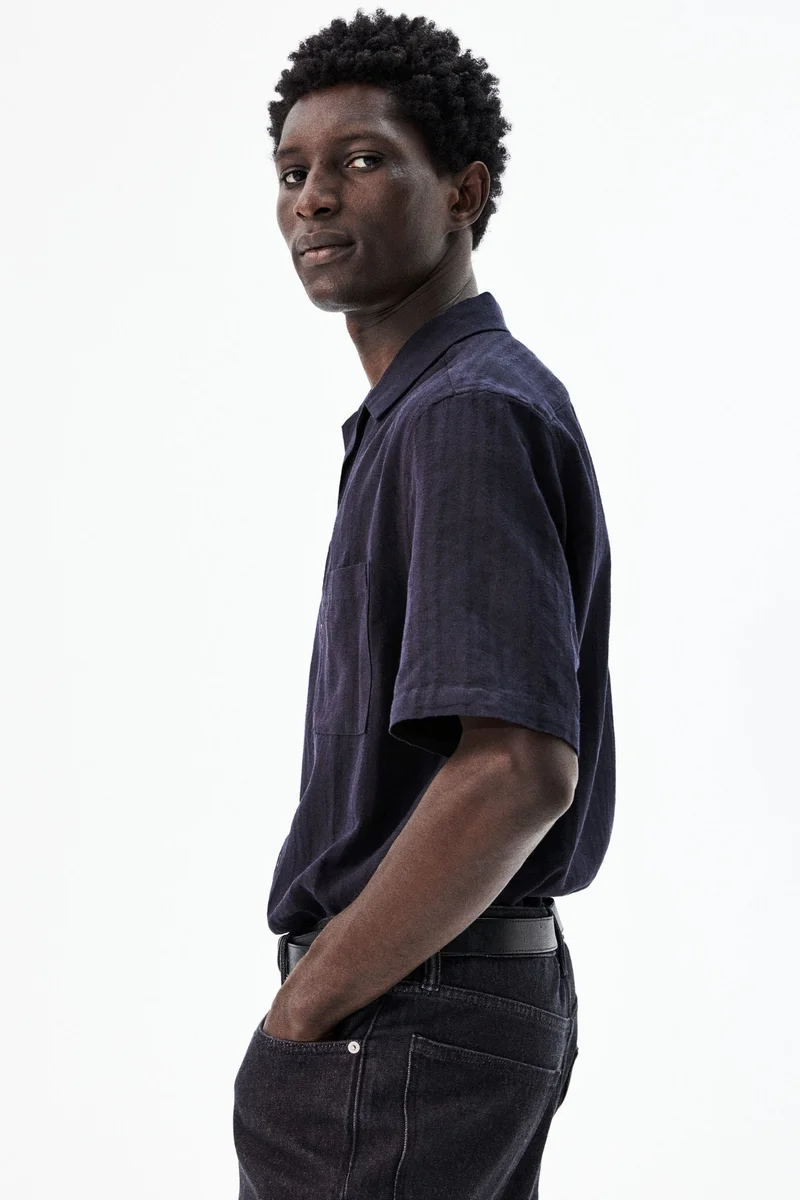 اتش اند ام Regular Fit Linen-blend resort shirt