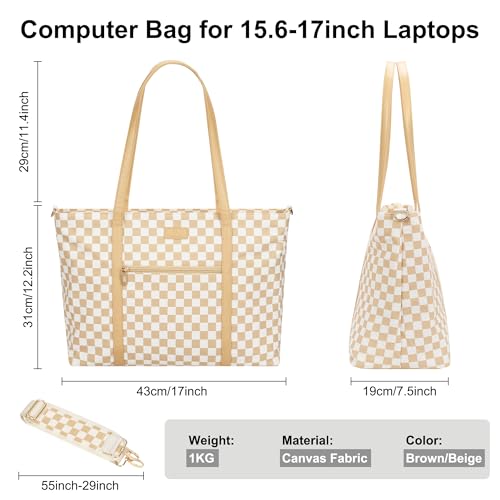 TANTO Laptop Tote Bag for Women 17 Inch, Teacher Bag with Compartments Canvas Computer Bag with 15 Pockets Work Tote Bag Travel Business Briefcase Office Handbag Bag with Shoulder Straps - Image 5