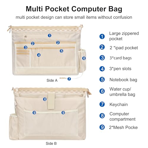 TANTO Laptop Tote Bag for Women 17 Inch, Teacher Bag with Compartments Canvas Computer Bag with 15 Pockets Work Tote Bag Travel Business Briefcase Office Handbag Bag with Shoulder Straps - Image 3