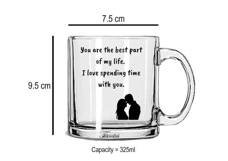 TONKWALAS Romantic Love Quotes Printed Transparent Coffee and Tea Mug Gift for Her/His Birthday (325 ML) - Image 3
