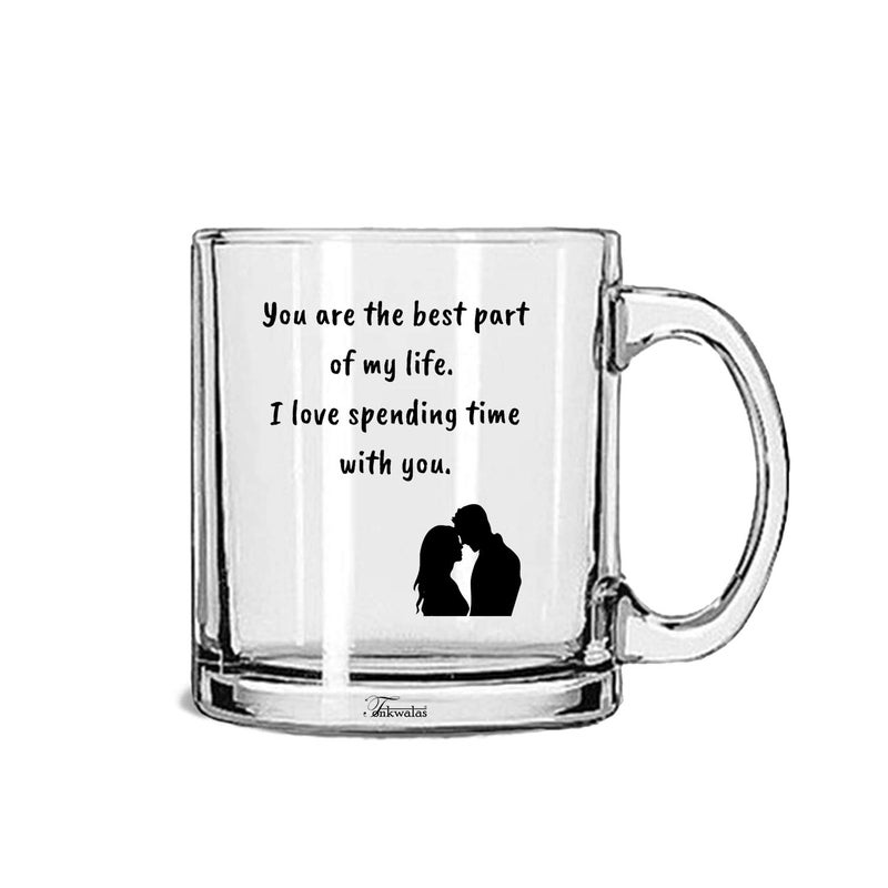 TONKWALAS Romantic Love Quotes Printed Transparent Coffee and Tea Mug Gift for Her/His Birthday (325 ML) - Image 5