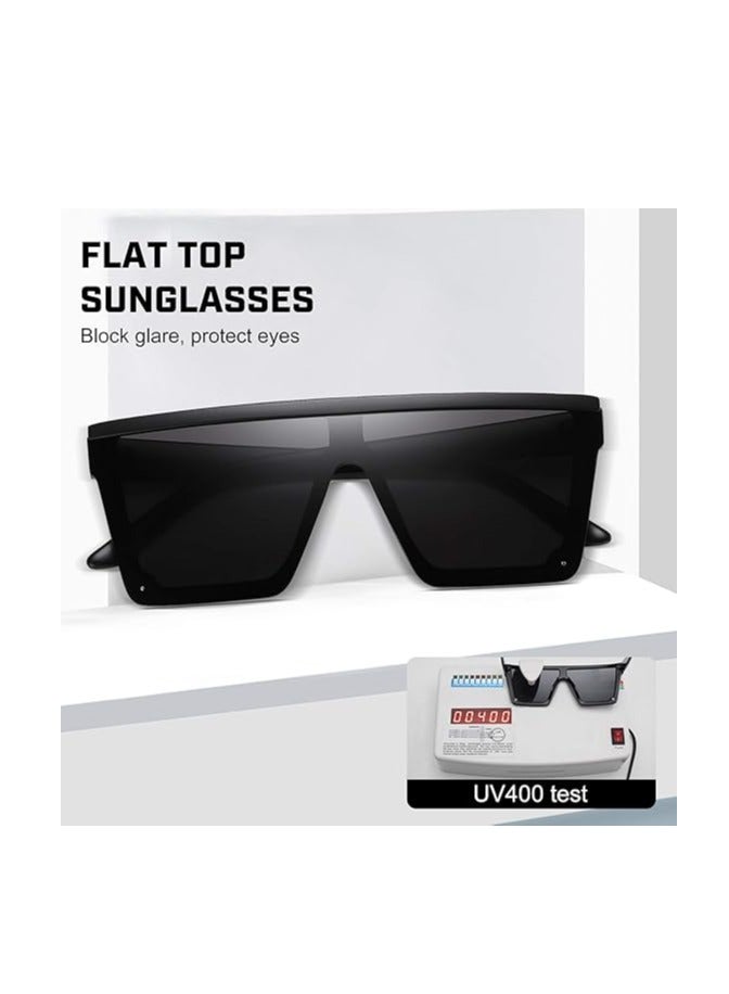 Generic Square Sunglasses for Women Men Fashion Big Frame Flat Top Sun Glasses Mirror Lens - Image 5