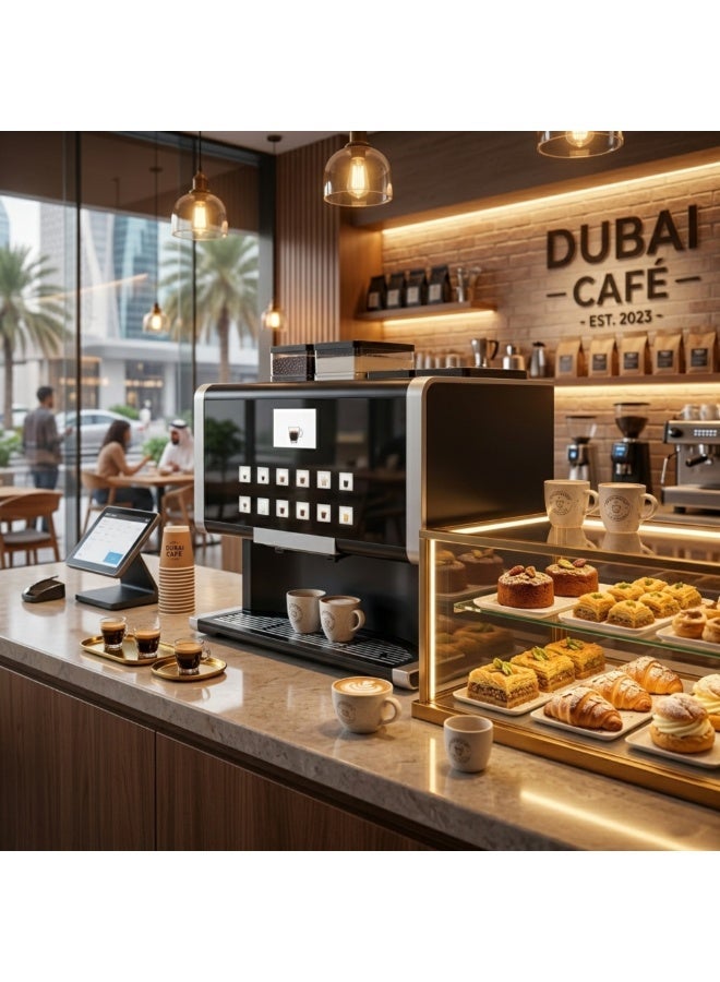Rhea rhTT3 Bean to Cup Coffee Machine | 4.3” Touch Display | Commercial Espresso Maker | Hotel & Office Coffee Machine - Image 2