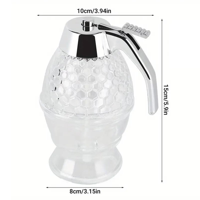 POPLEY Acrylic Honey Dispenser Jar - Premium No Drip Design, Elegant Honeycomb Shape with Lid - Honey and Syrup Jar - Image 2