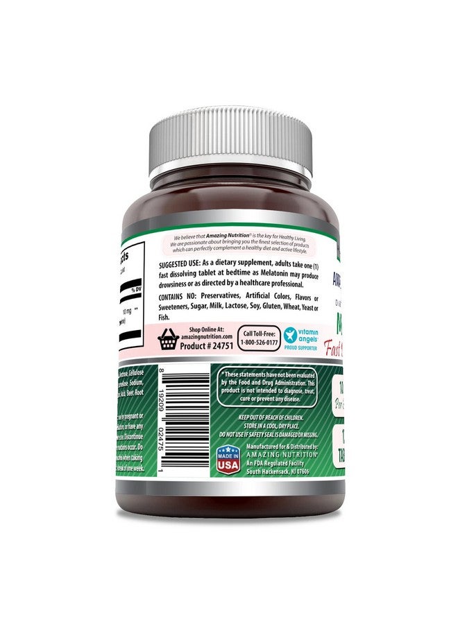 Amazing Nutrition Amazing Formulas Melatonin Fast Dissolve 10 Mg 120 Tablets | Strawberry Flavor | Non-GMO | Gluten Free | Made in USA  - Image 2