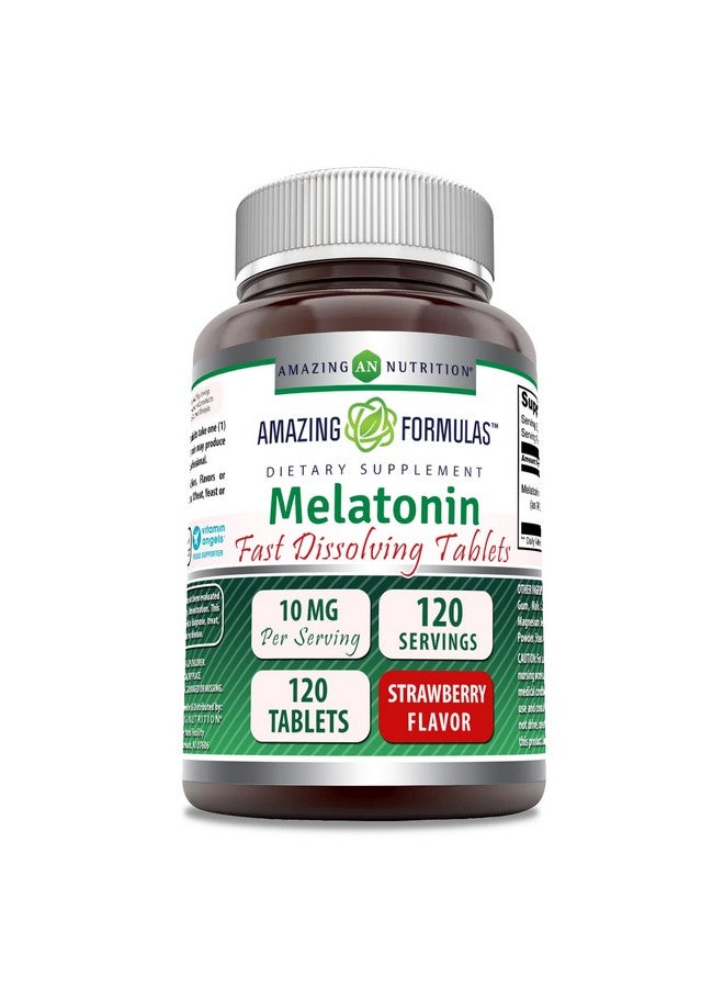 Amazing Nutrition Amazing Formulas Melatonin Fast Dissolve 10 Mg 120 Tablets | Strawberry Flavor | Non-GMO | Gluten Free | Made in USA  - Image 1
