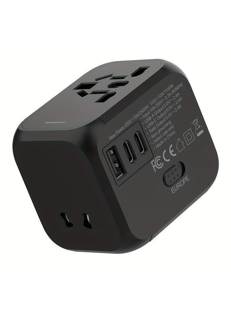 Universal Travel Adapter  2500W Global Travel Adapter - Compact and Lightweight Power Plug Converter | Type-C, US, UK, EU, Australia, Blue, Orange, Black, White Options | Perfect for Business Travel and Vacation, International Travel Adapter, Stylish design, Durable plug cover  - Image 1