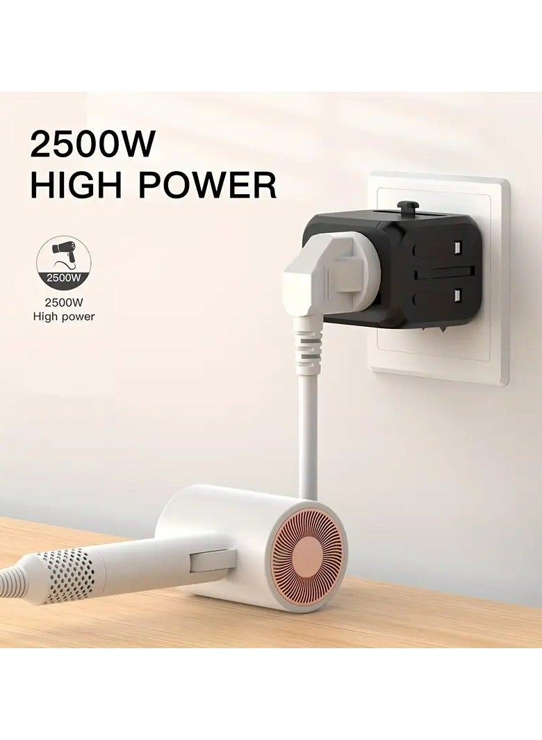 Universal Travel Adapter  2500W Global Travel Adapter - Compact and Lightweight Power Plug Converter | Type-C, US, UK, EU, Australia, Blue, Orange, Black, White Options | Perfect for Business Travel and Vacation, International Travel Adapter, Stylish design, Durable plug cover  - Image 2
